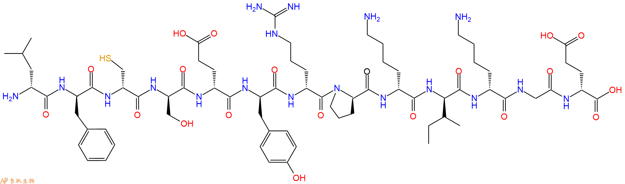 专肽生物产品H2N-DLeu-DPhe-DCys-DSer-DGlu-DTyr-DArg-DPro-DLys-D