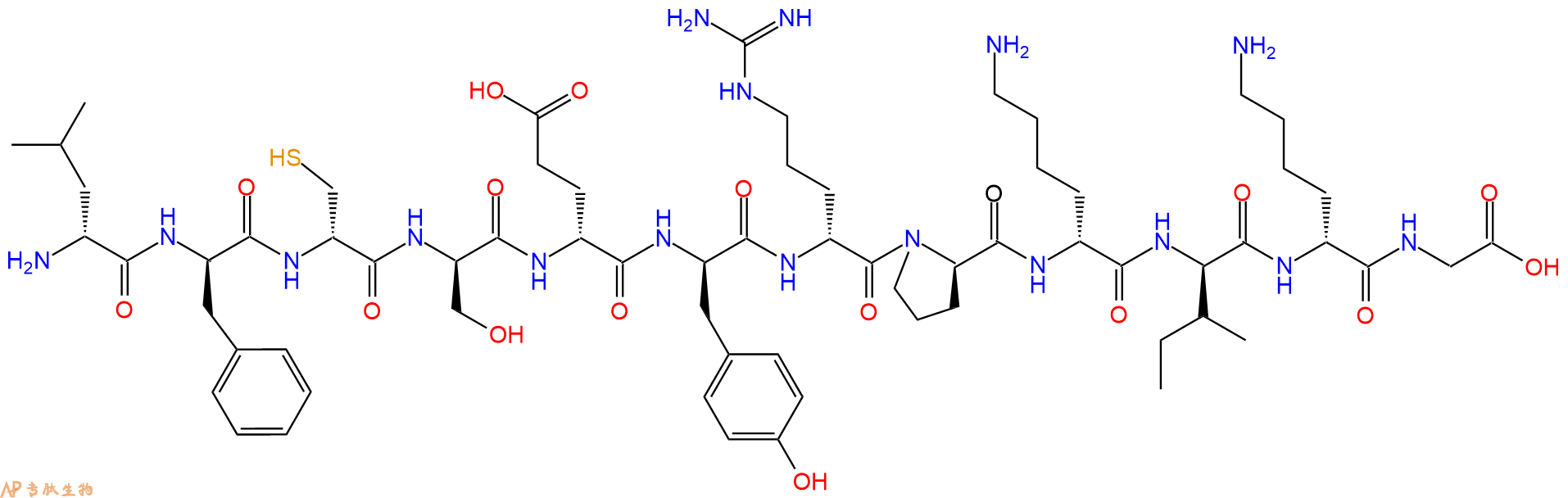 专肽生物产品H2N-DLeu-DPhe-DCys-DSer-DGlu-DTyr-DArg-DPro-DLys-D