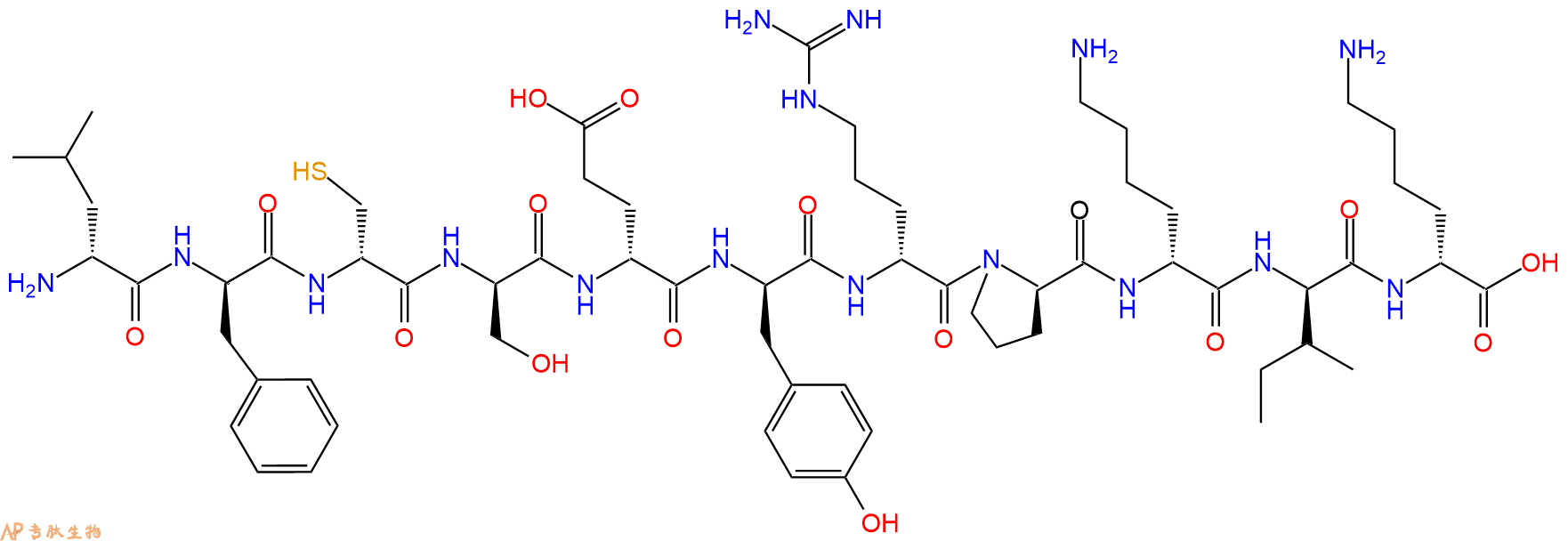 专肽生物产品H2N-DLeu-DPhe-DCys-DSer-DGlu-DTyr-DArg-DPro-DLys-D
