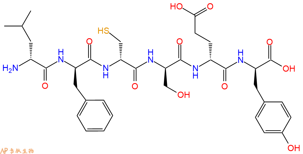 专肽生物产品H2N-DLeu-DPhe-DCys-DSer-DGlu-DTyr-COOH