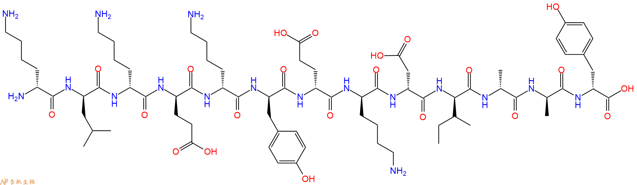 专肽生物产品H2N-DLys-DLeu-DLys-DGlu-DLys-DTyr-DGlu-DLys-DAsp-D