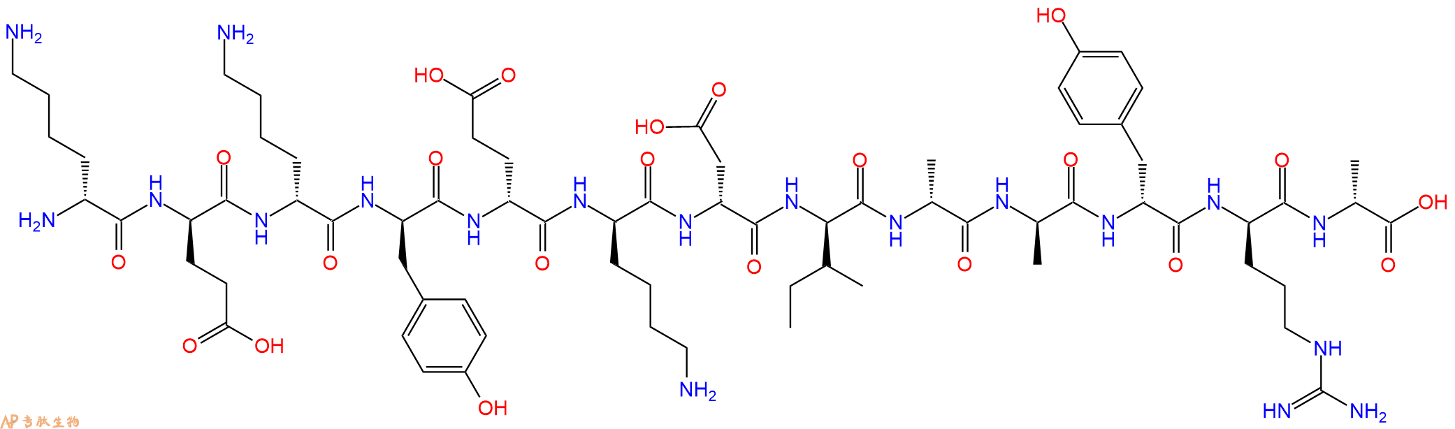 专肽生物产品H2N-DLys-DGlu-DLys-DTyr-DGlu-DLys-DAsp-DIle-DAla-D