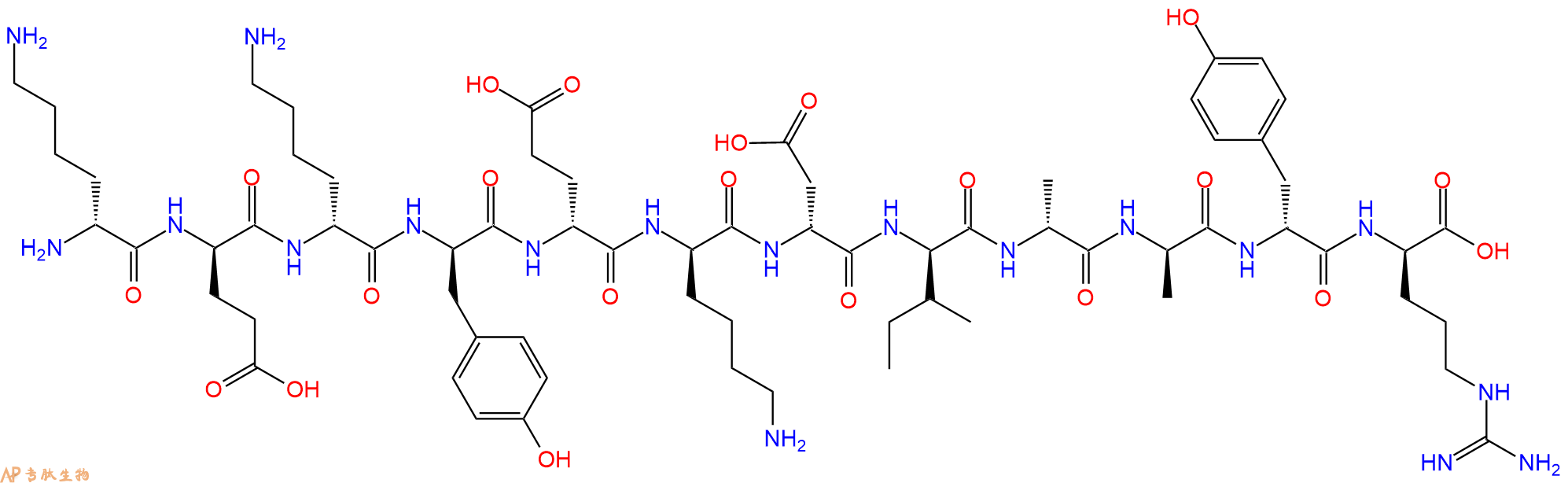 专肽生物产品H2N-DLys-DGlu-DLys-DTyr-DGlu-DLys-DAsp-DIle-DAla-D