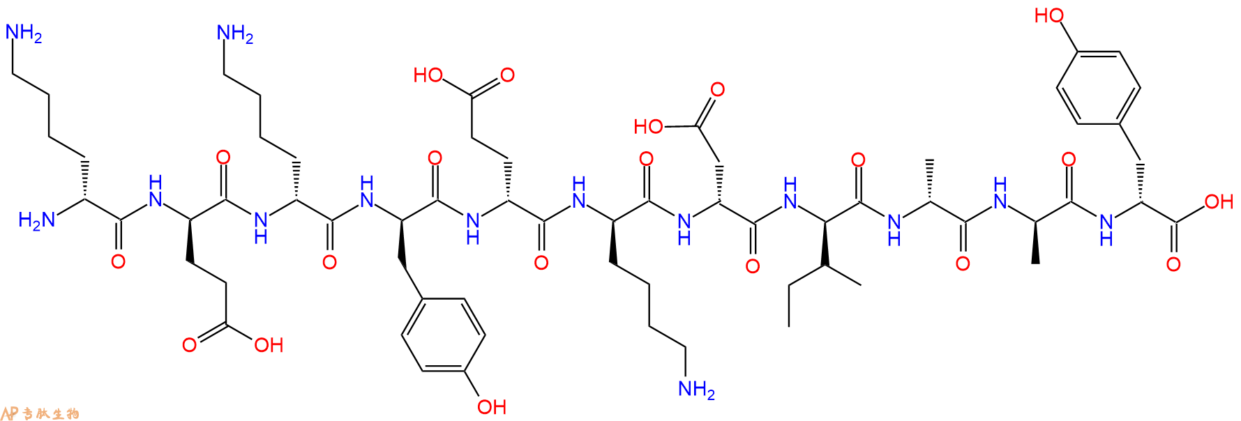 专肽生物产品H2N-DLys-DGlu-DLys-DTyr-DGlu-DLys-DAsp-DIle-DAla-D
