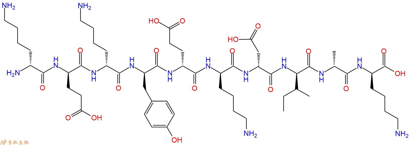 专肽生物产品H2N-DLys-DGlu-DLys-DTyr-DGlu-DLys-DAsp-DIle-DAla-D