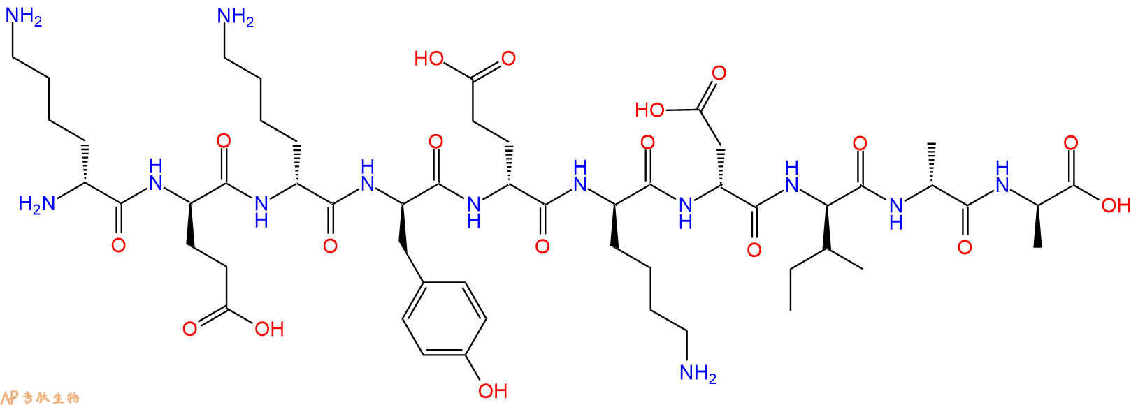 专肽生物产品H2N-DLys-DGlu-DLys-DTyr-DGlu-DLys-DAsp-DIle-DAla-D