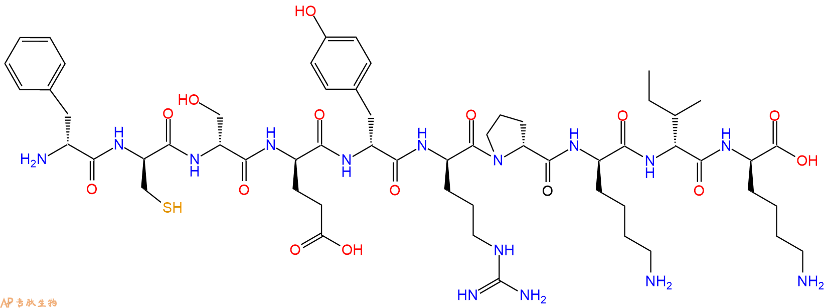 专肽生物产品H2N-DPhe-DCys-DSer-DGlu-DTyr-DArg-DPro-DLys-DIle-D