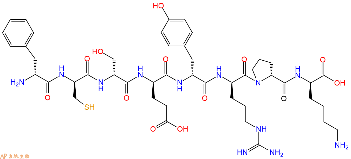 专肽生物产品H2N-DPhe-DCys-DSer-DGlu-DTyr-DArg-DPro-DLys-COOH