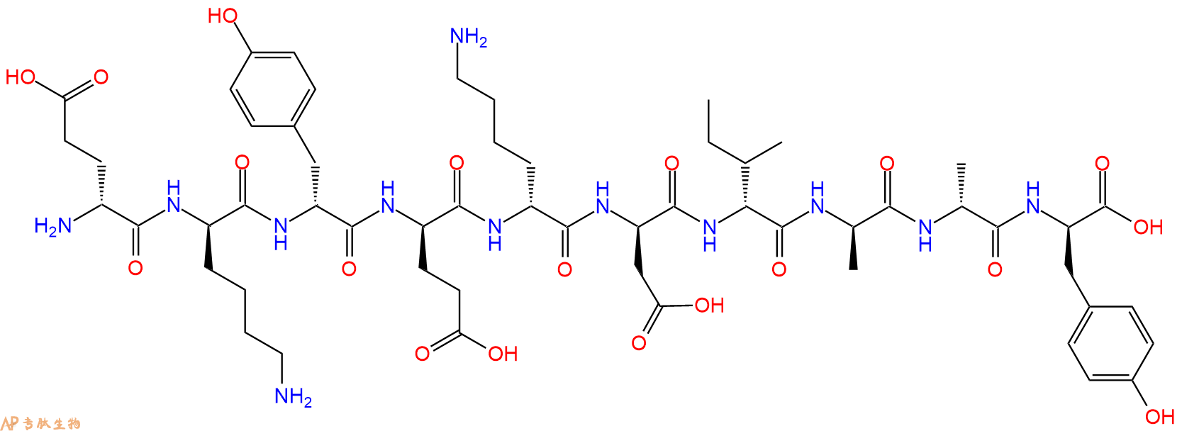 专肽生物产品H2N-DGlu-DLys-DTyr-DGlu-DLys-DAsp-DIle-DAla-DAla-D