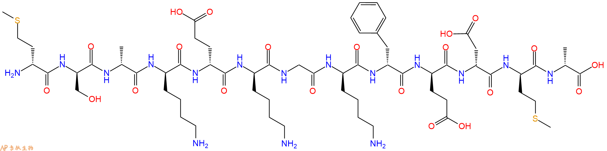专肽生物产品H2N-DMet-DSer-DAla-DLys-DGlu-DLys-Gly-DLys-DPhe-DG