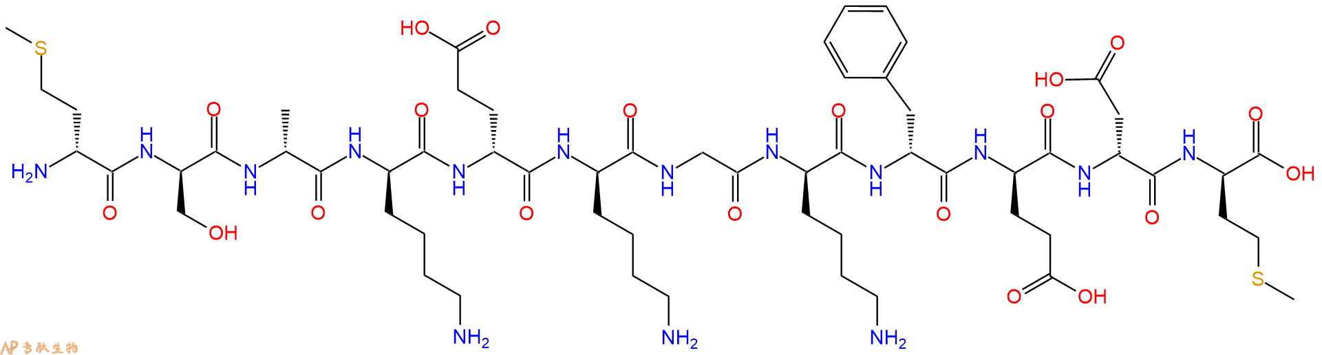 专肽生物产品H2N-DMet-DSer-DAla-DLys-DGlu-DLys-Gly-DLys-DPhe-DG