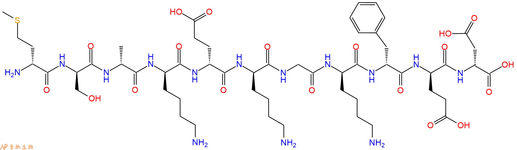 专肽生物产品H2N-DMet-DSer-DAla-DLys-DGlu-DLys-Gly-DLys-DPhe-DG