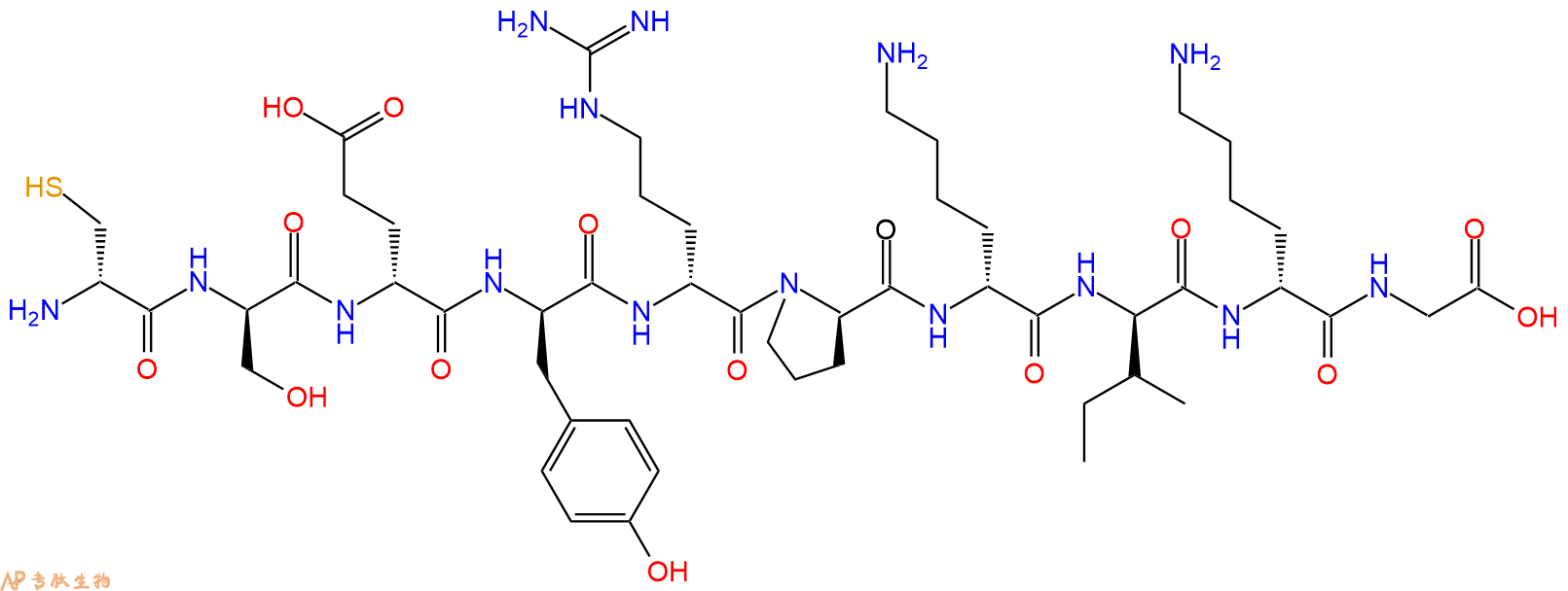 专肽生物产品H2N-DCys-DSer-DGlu-DTyr-DArg-DPro-DLys-DIle-DLys-G