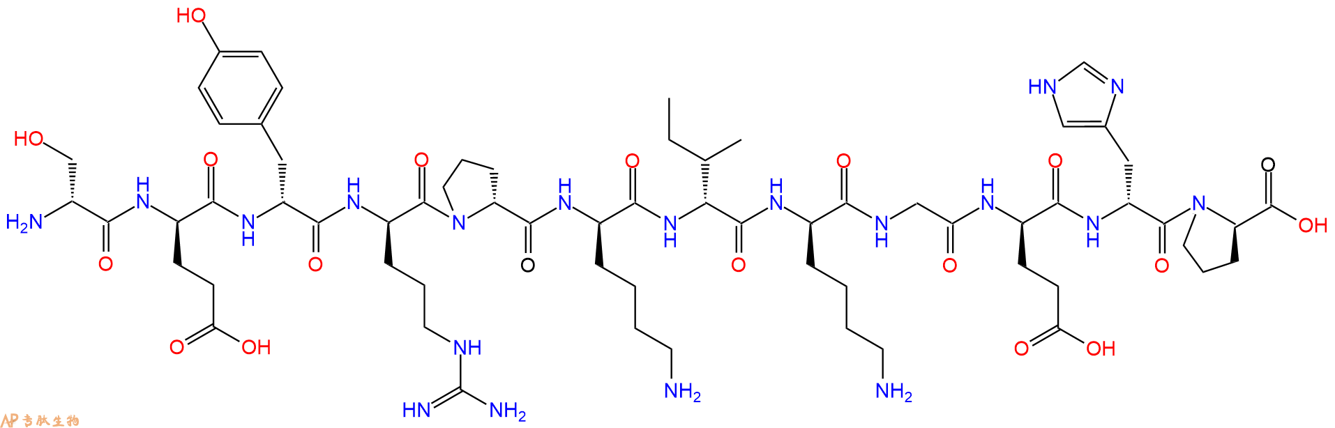 专肽生物产品H2N-DSer-DGlu-DTyr-DArg-DPro-DLys-DIle-DLys-Gly-DG