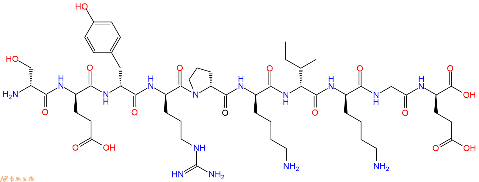 专肽生物产品H2N-DSer-DGlu-DTyr-DArg-DPro-DLys-DIle-DLys-Gly-DG