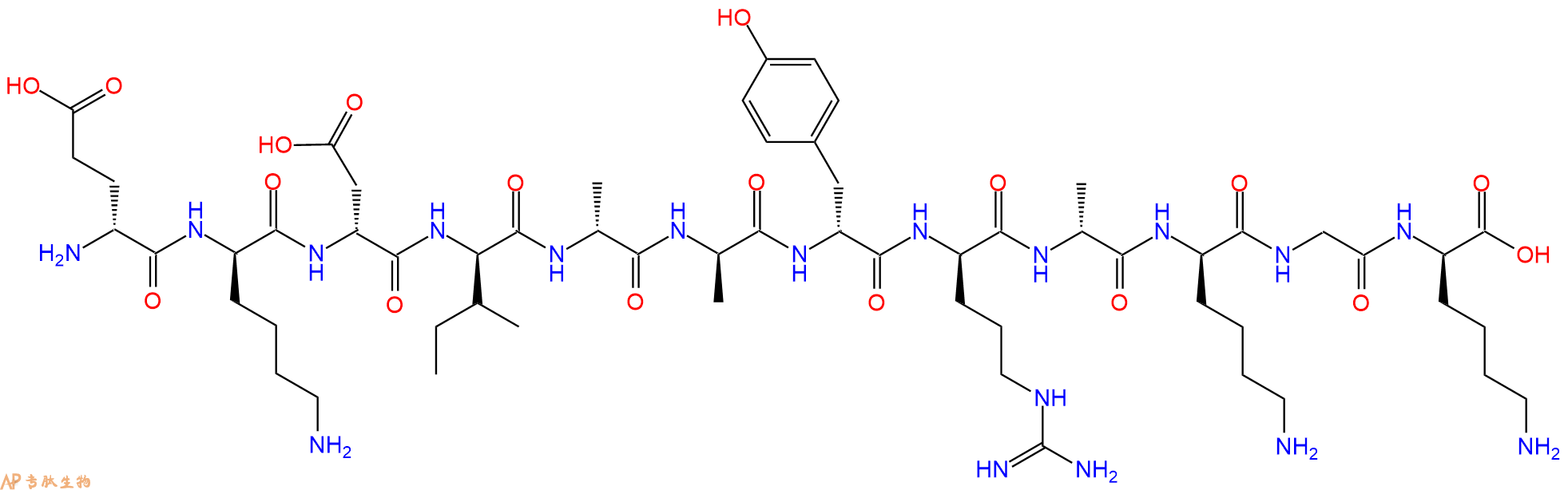 专肽生物产品H2N-DGlu-DLys-DAsp-DIle-DAla-DAla-DTyr-DArg-DAla-D
