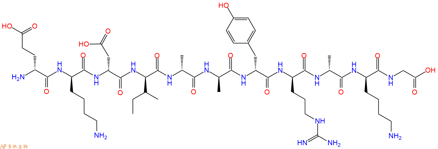 专肽生物产品H2N-DGlu-DLys-DAsp-DIle-DAla-DAla-DTyr-DArg-DAla-D