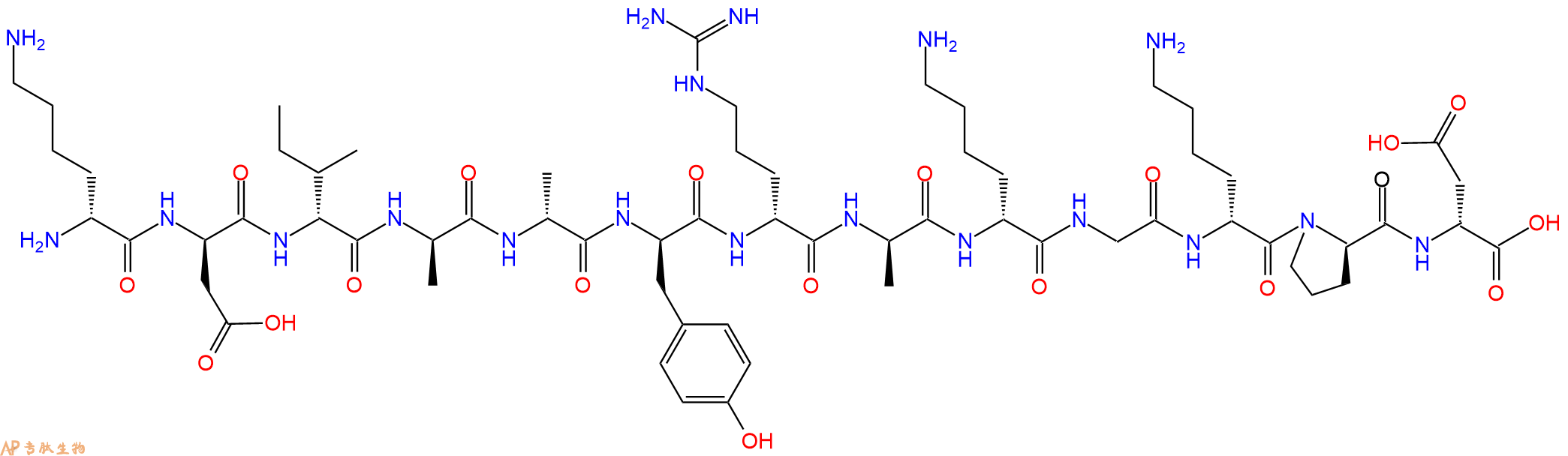 专肽生物产品H2N-DLys-DAsp-DIle-DAla-DAla-DTyr-DArg-DAla-DLys-G