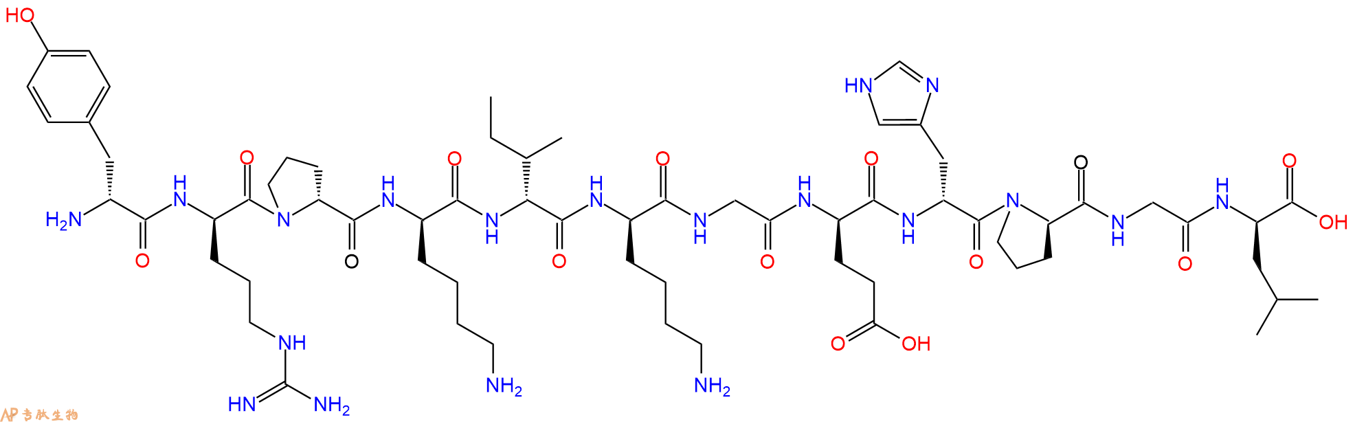 专肽生物产品H2N-DTyr-DArg-DPro-DLys-DIle-DLys-Gly-DGlu-DHis-DP