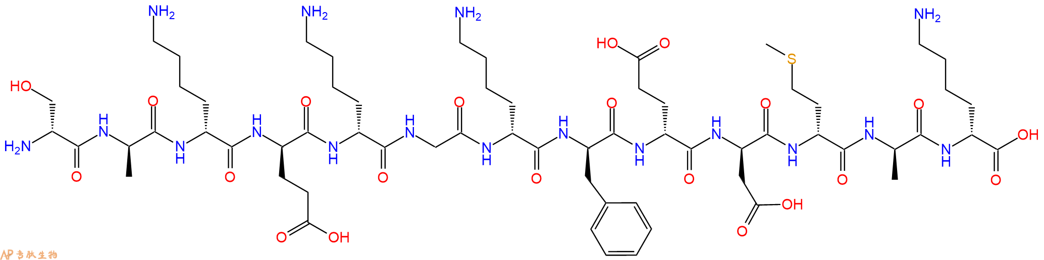专肽生物产品H2N-DSer-DAla-DLys-DGlu-DLys-Gly-DLys-DPhe-DGlu-DA