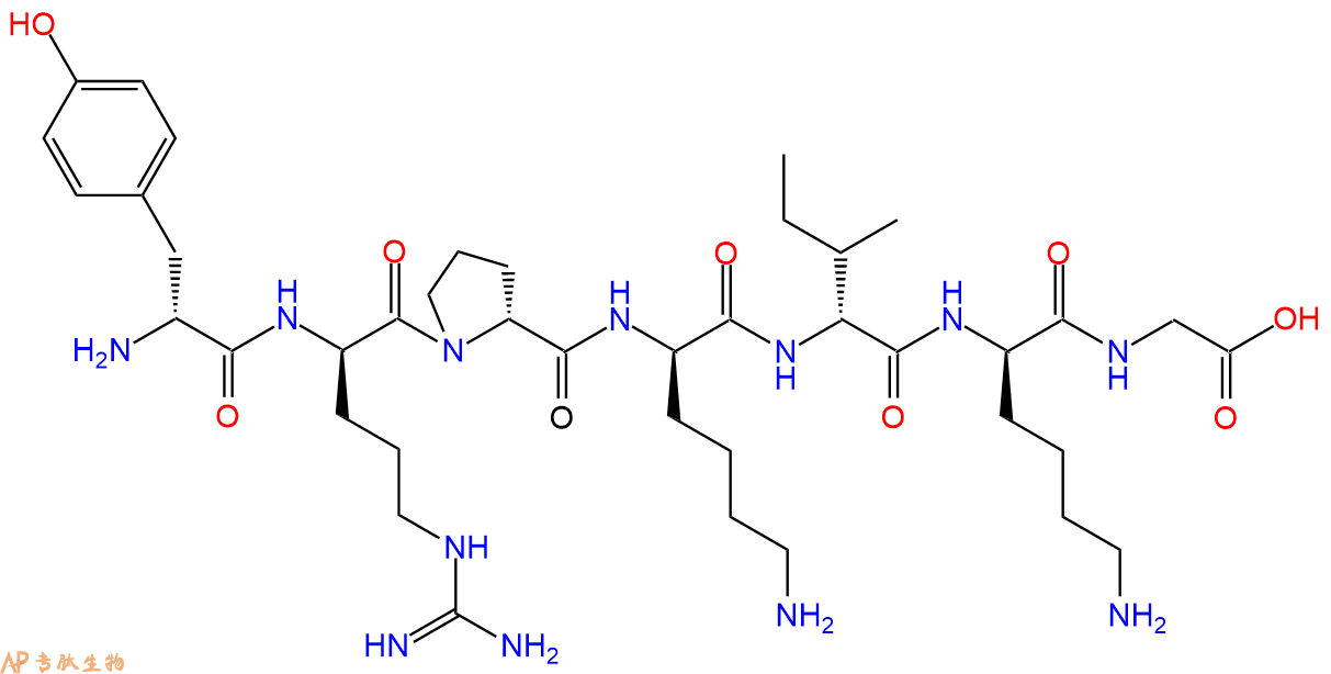 专肽生物产品H2N-DTyr-DArg-DPro-DLys-DIle-DLys-Gly-COOH