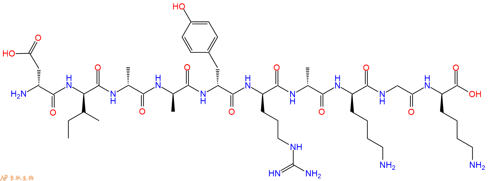 专肽生物产品H2N-DAsp-DIle-DAla-DAla-DTyr-DArg-DAla-DLys-Gly-DL