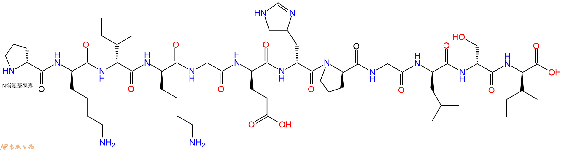 专肽生物产品H2N-DPro-DLys-DIle-DLys-Gly-DGlu-DHis-DPro-Gly-DLe