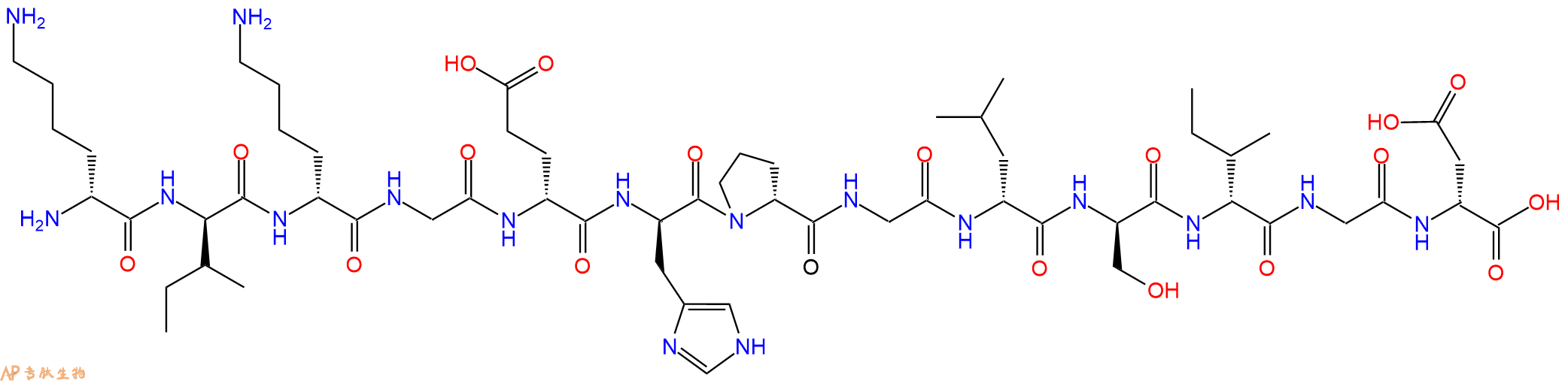 专肽生物产品H2N-DLys-DIle-DLys-Gly-DGlu-DHis-DPro-Gly-DLeu-DSe