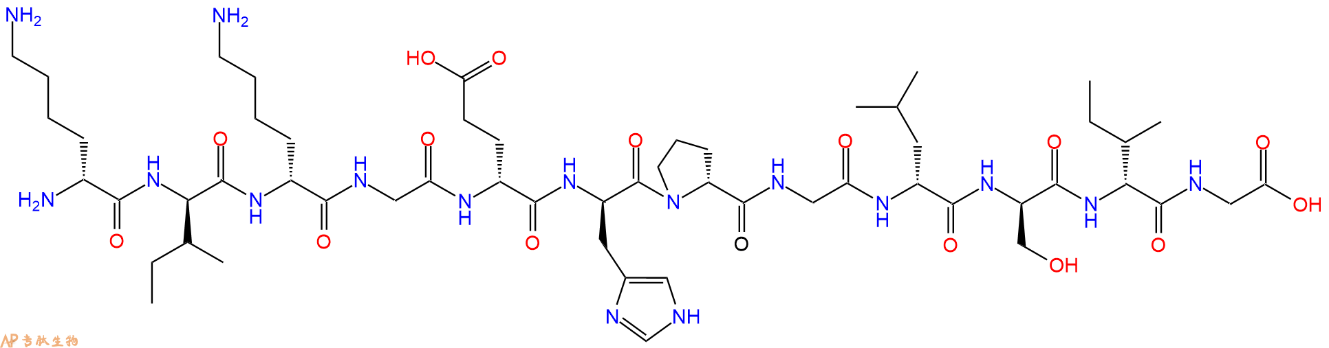 专肽生物产品H2N-DLys-DIle-DLys-Gly-DGlu-DHis-DPro-Gly-DLeu-DSe