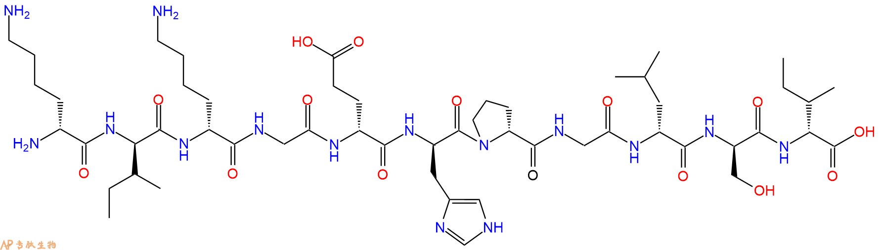 专肽生物产品H2N-DLys-DIle-DLys-Gly-DGlu-DHis-DPro-Gly-DLeu-DSe