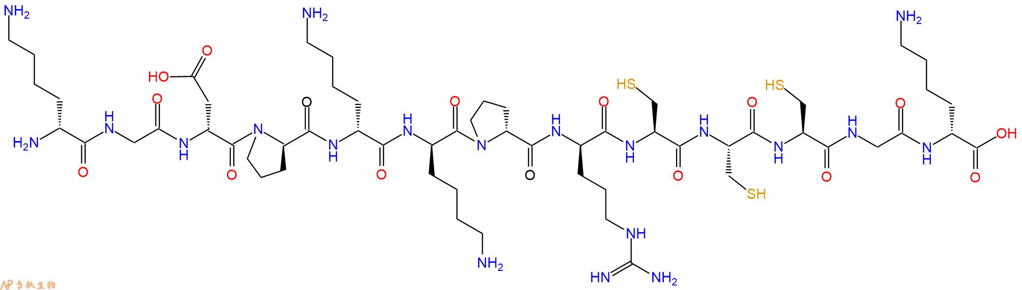 专肽生物产品H2N-DLys-Gly-DAsp-DPro-DLys-DLys-DPro-DArg-Cys-Cys