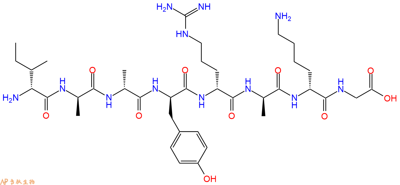 专肽生物产品H2N-DIle-DAla-DAla-DTyr-DArg-DAla-DLys-Gly-COOH