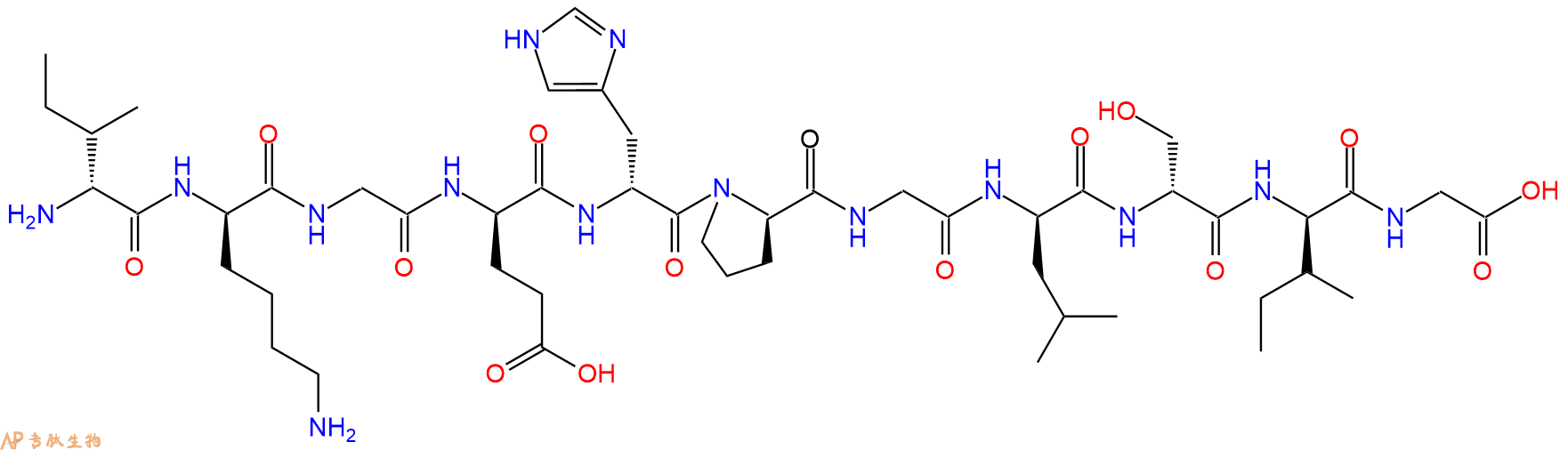 专肽生物产品H2N-DIle-DLys-Gly-DGlu-DHis-DPro-Gly-DLeu-DSer-DIl