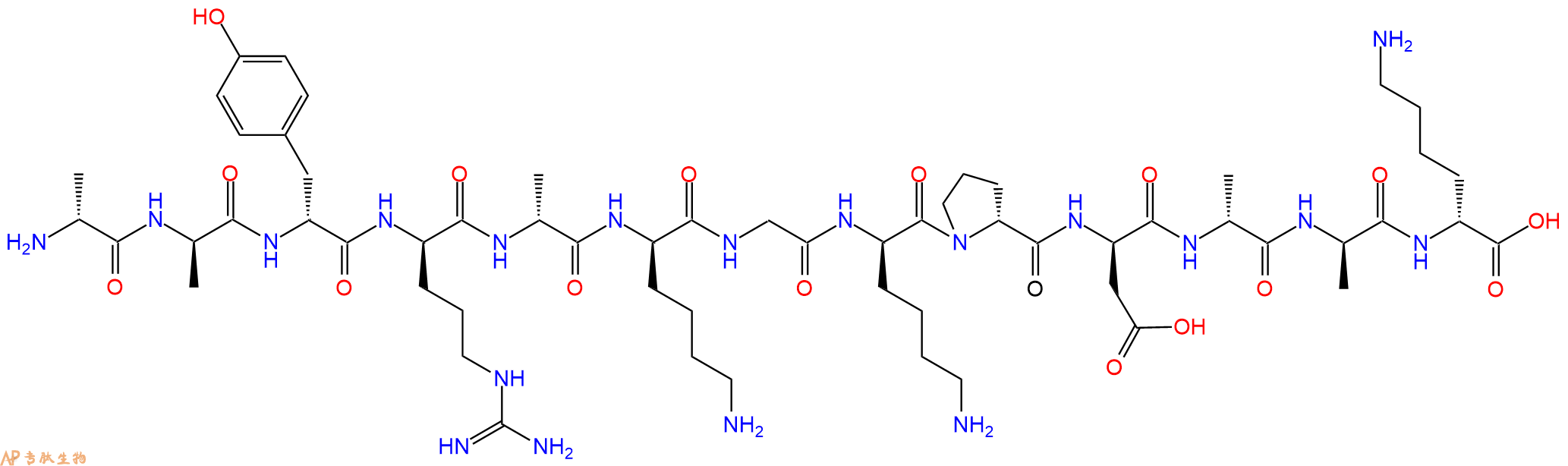 专肽生物产品H2N-DAla-DAla-DTyr-DArg-DAla-DLys-Gly-DLys-DPro-DA