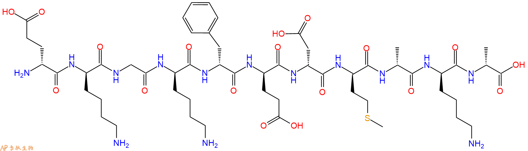 专肽生物产品H2N-DGlu-DLys-Gly-DLys-DPhe-DGlu-DAsp-DMet-DAla-DL