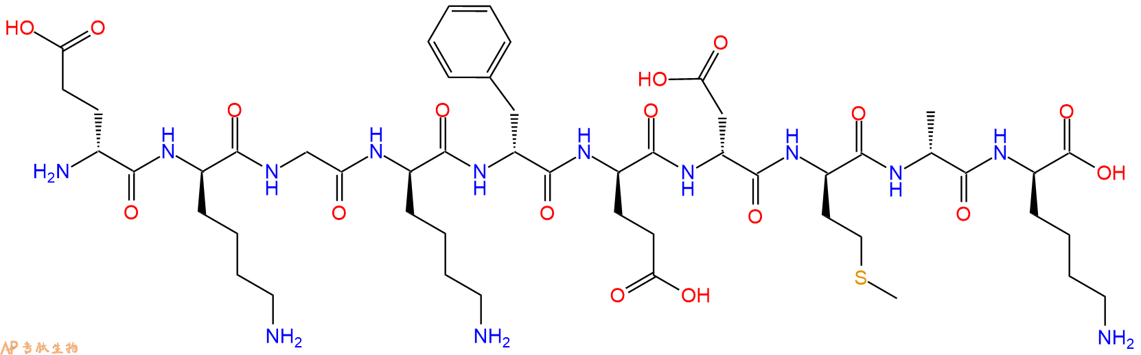 专肽生物产品H2N-DGlu-DLys-Gly-DLys-DPhe-DGlu-DAsp-DMet-DAla-DL