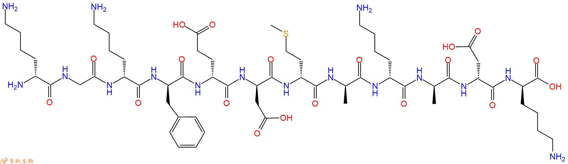 专肽生物产品H2N-DLys-Gly-DLys-DPhe-DGlu-DAsp-DMet-DAla-DLys-DA