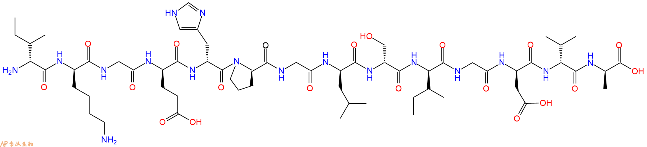 专肽生物产品H2N-DIle-DLys-Gly-DGlu-DHis-DPro-Gly-DLeu-DSer-DIl