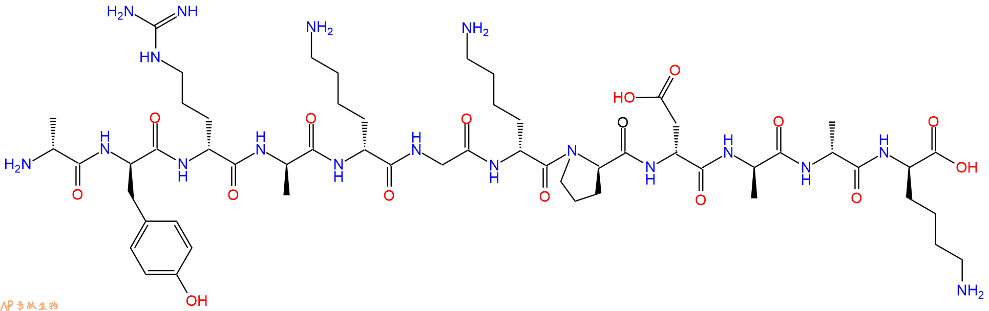 专肽生物产品H2N-DAla-DTyr-DArg-DAla-DLys-Gly-DLys-DPro-DAsp-DA