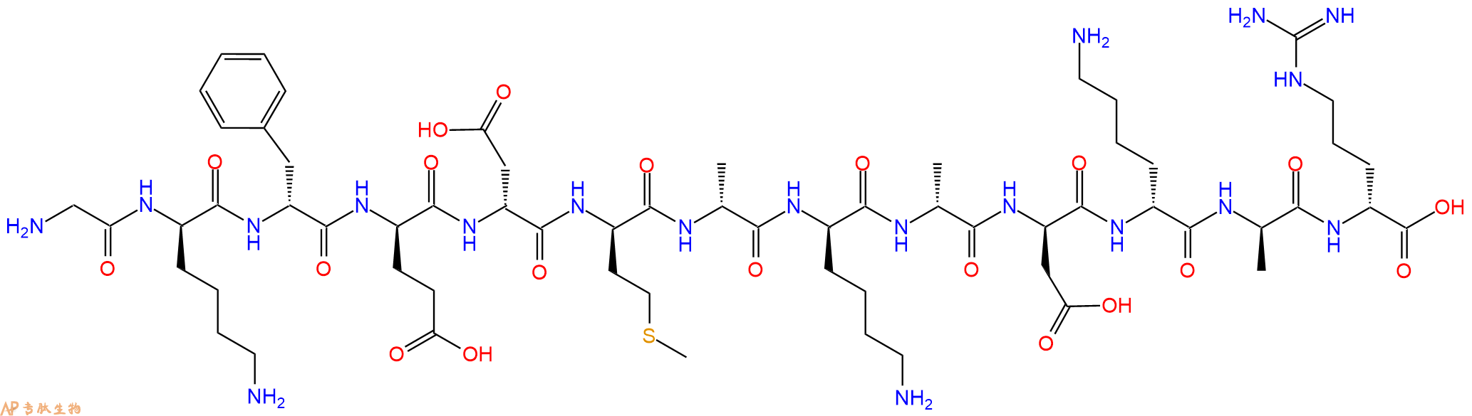 专肽生物产品H2N-Gly-DLys-DPhe-DGlu-DAsp-DMet-DAla-DLys-DAla-DA
