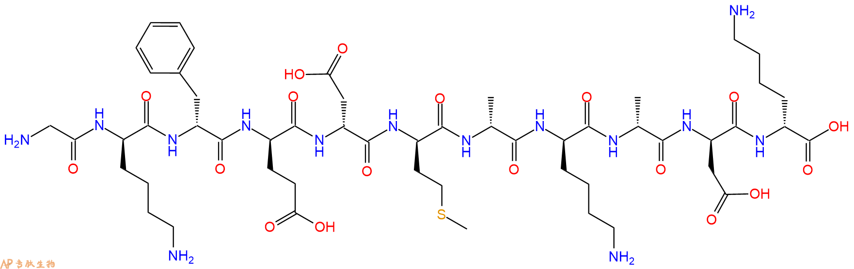 专肽生物产品H2N-Gly-DLys-DPhe-DGlu-DAsp-DMet-DAla-DLys-DAla-DA