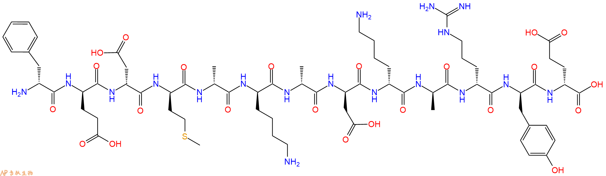 专肽生物产品H2N-DPhe-DGlu-DAsp-DMet-DAla-DLys-DAla-DAsp-DLys-D