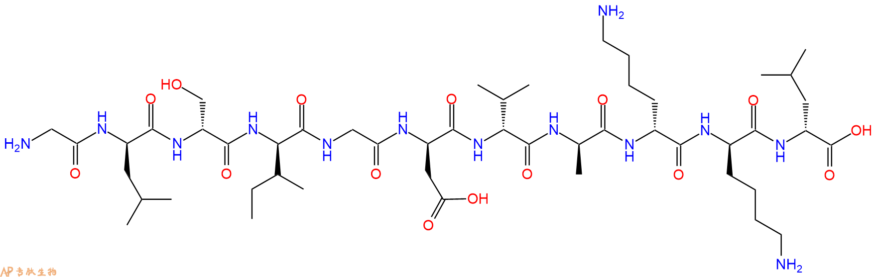 专肽生物产品H2N-Gly-DLeu-DSer-DIle-Gly-DAsp-DVal-DAla-DLys-DLy