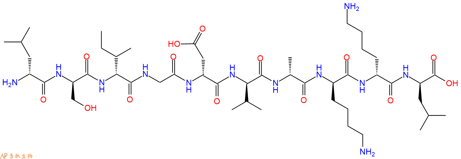 专肽生物产品H2N-DLeu-DSer-DIle-Gly-DAsp-DVal-DAla-DLys-DLys-DL