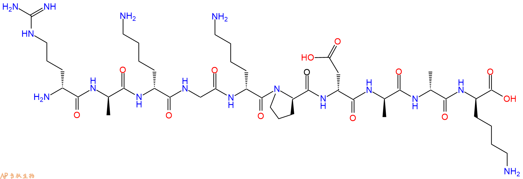 专肽生物产品H2N-DArg-DAla-DLys-Gly-DLys-DPro-DAsp-DAla-DAla-DL