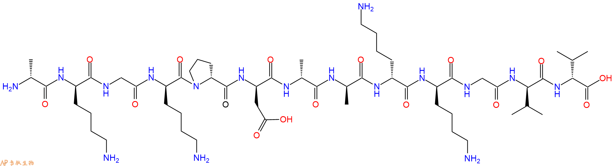 专肽生物产品H2N-DAla-DLys-Gly-DLys-DPro-DAsp-DAla-DAla-DLys-DL