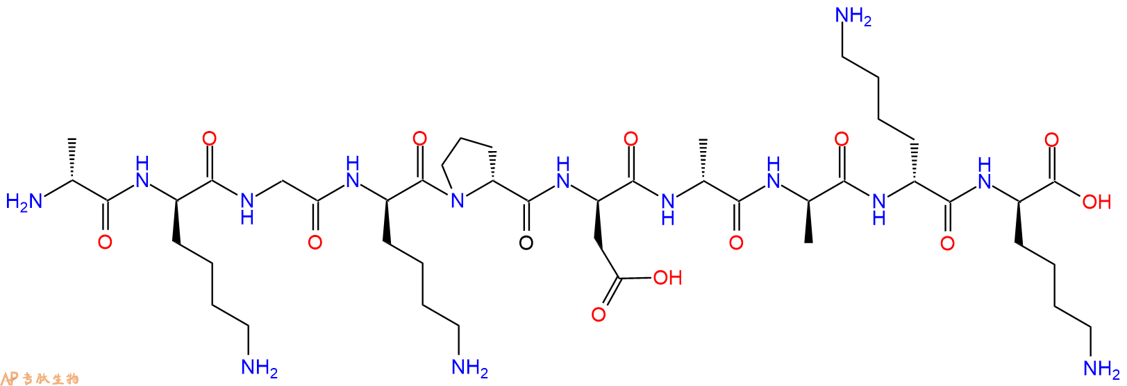 专肽生物产品H2N-DAla-DLys-Gly-DLys-DPro-DAsp-DAla-DAla-DLys-DL