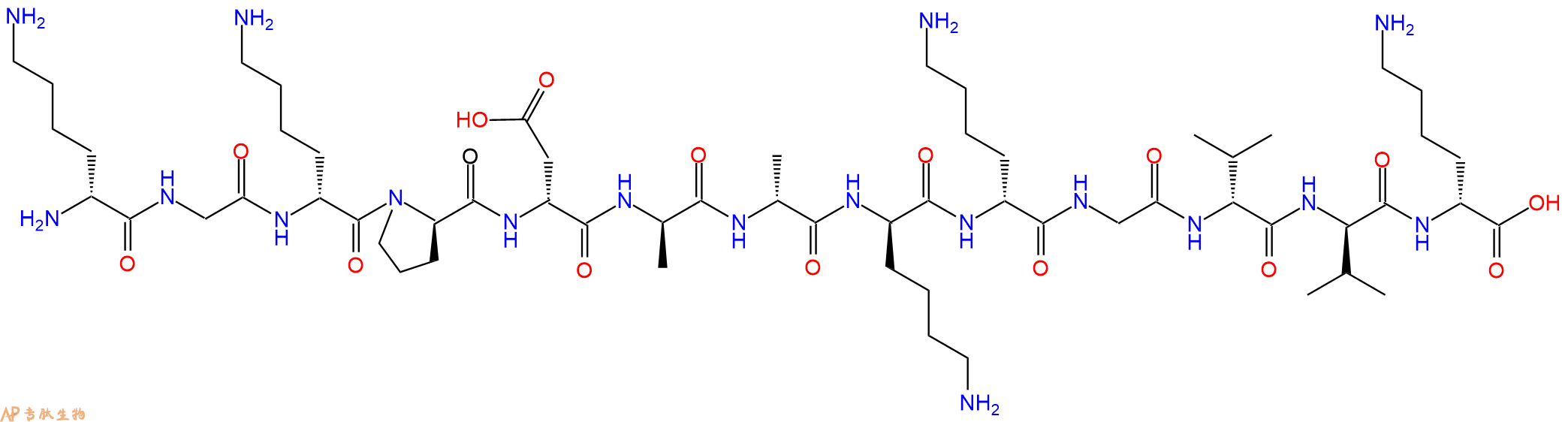专肽生物产品H2N-DLys-Gly-DLys-DPro-DAsp-DAla-DAla-DLys-DLys-Gl