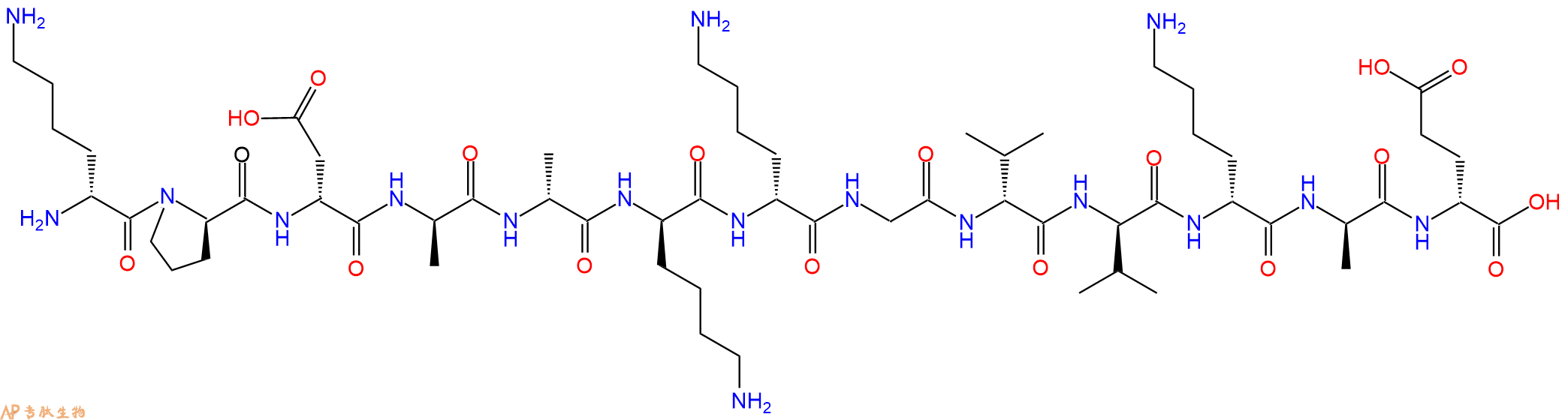 专肽生物产品H2N-DLys-DPro-DAsp-DAla-DAla-DLys-DLys-Gly-DVal-DV