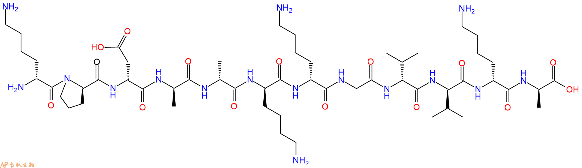 专肽生物产品H2N-DLys-DPro-DAsp-DAla-DAla-DLys-DLys-Gly-DVal-DV
